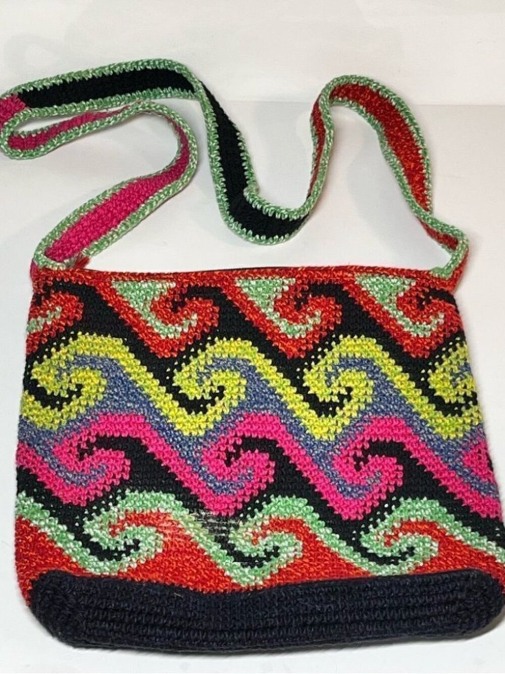 Bamboo Trading Co Handcrafted Colorful Chevron Zipper Close Crossbody Bag